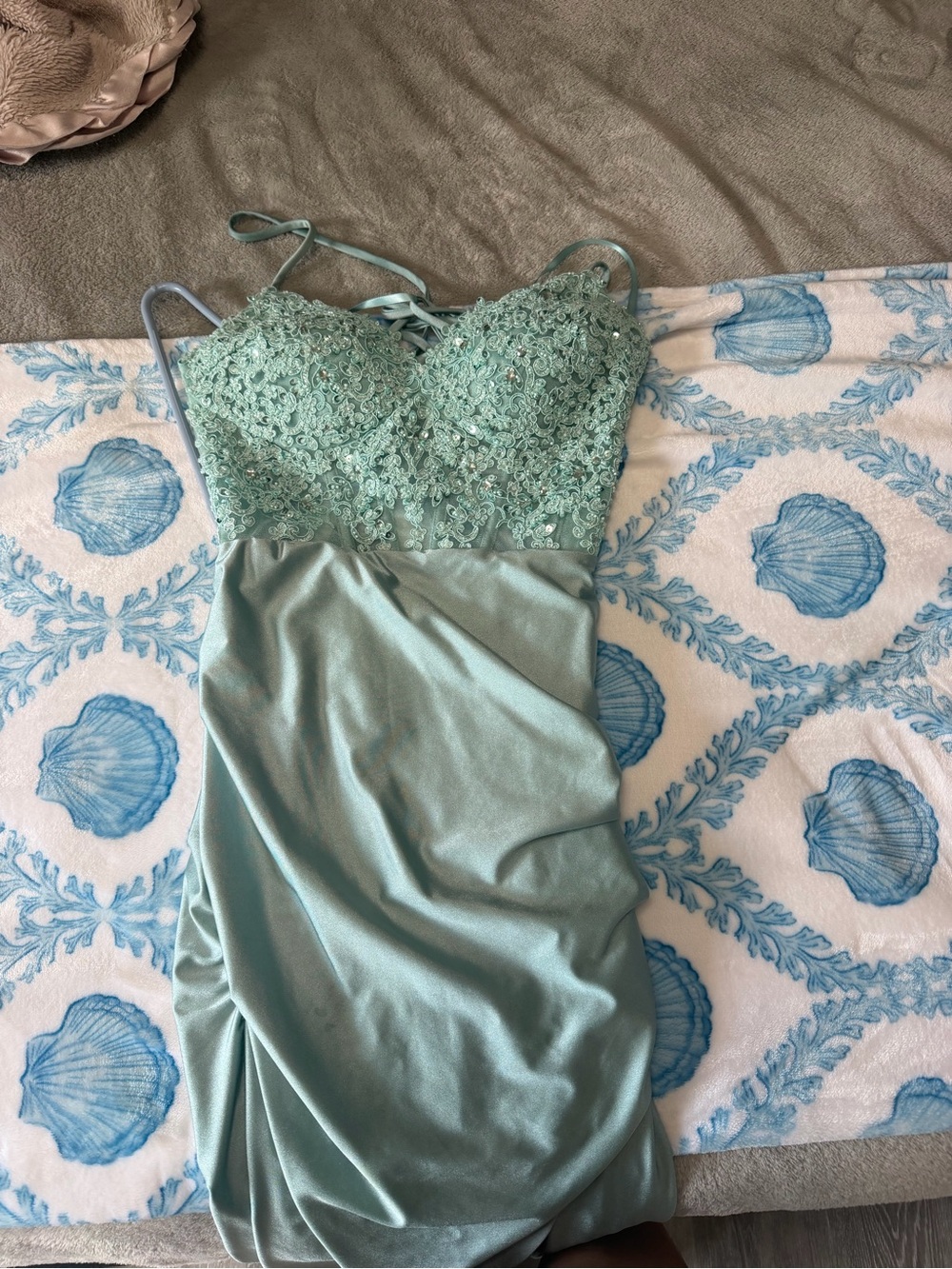 Windsor Mint Green Lace Bodice Satin Slip Dress